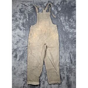 Aerie Corduroy Overalls Tan Distressed Cropped Straight Leg Women XS
